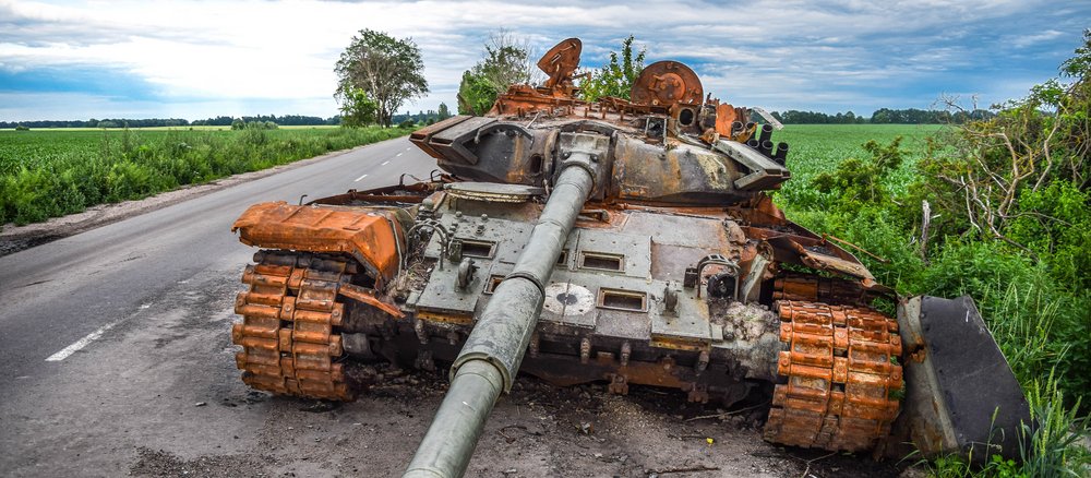Demolierter Panzer