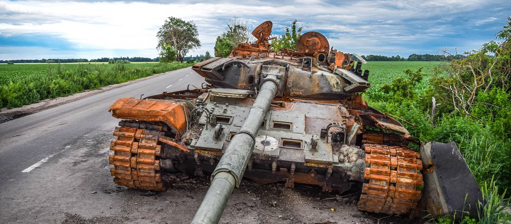 Demolished tank