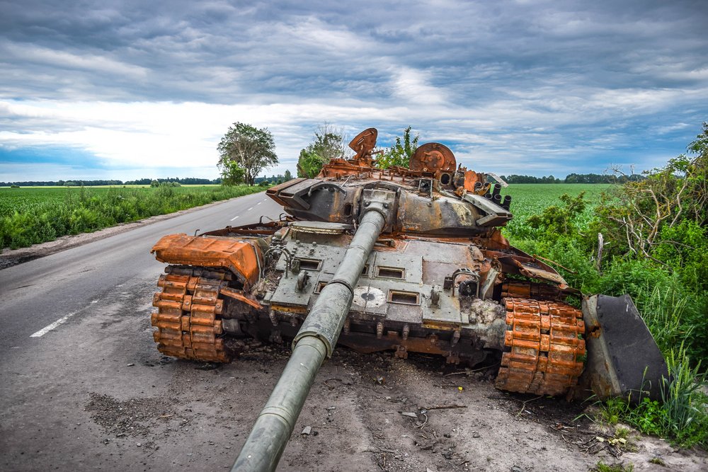 Demolished tank