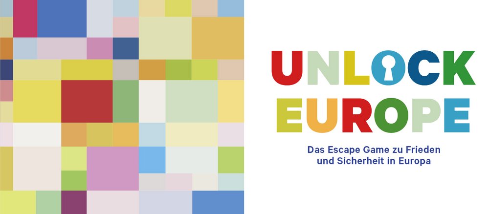  Colour illustration: Cover image for the escape game Unlock Europe. It features bright colours and the game’s logo.