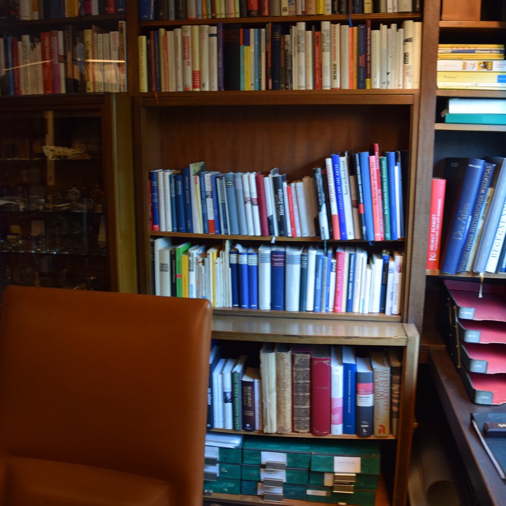 View of Schmidt's works on the shelf in his study