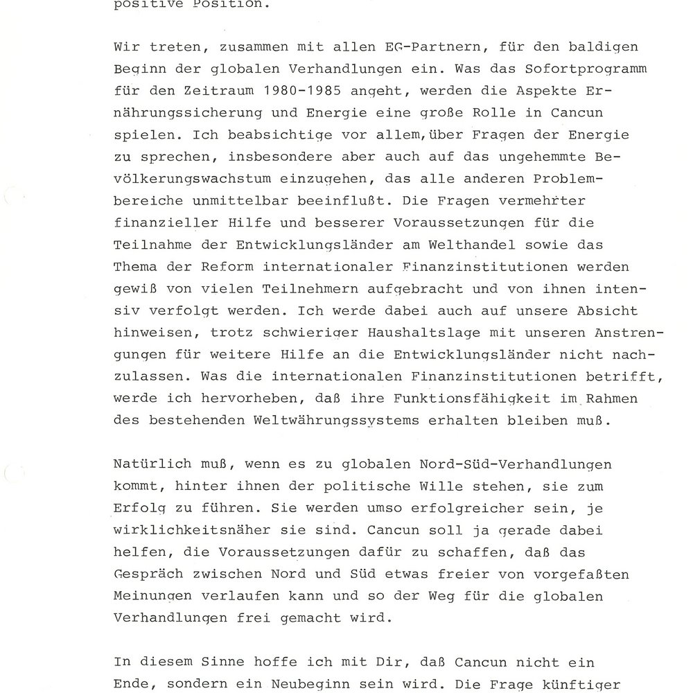 Mit Schreibmaschine getippter Brief von Helmut Schmidt an Willy Brandt