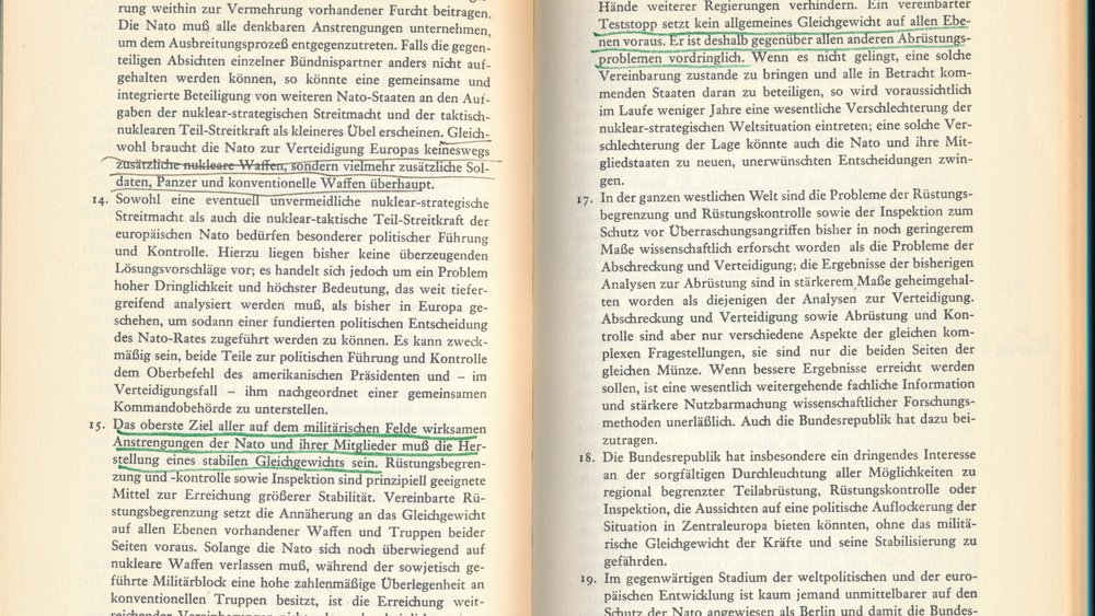 Underlined text passages in book