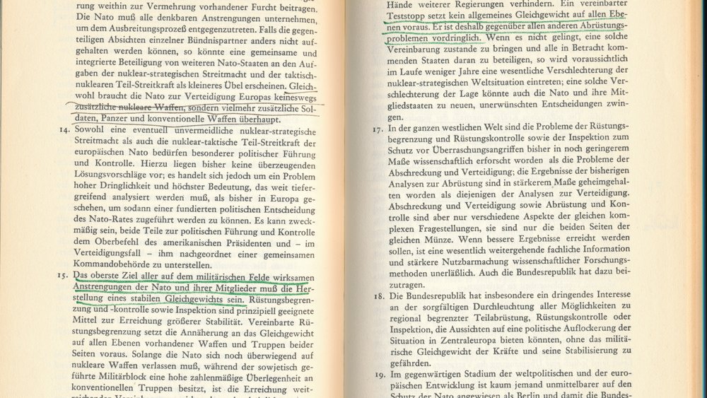 Underlined text passages in book