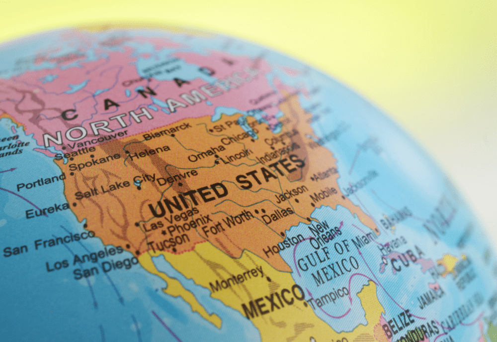 USA on globe