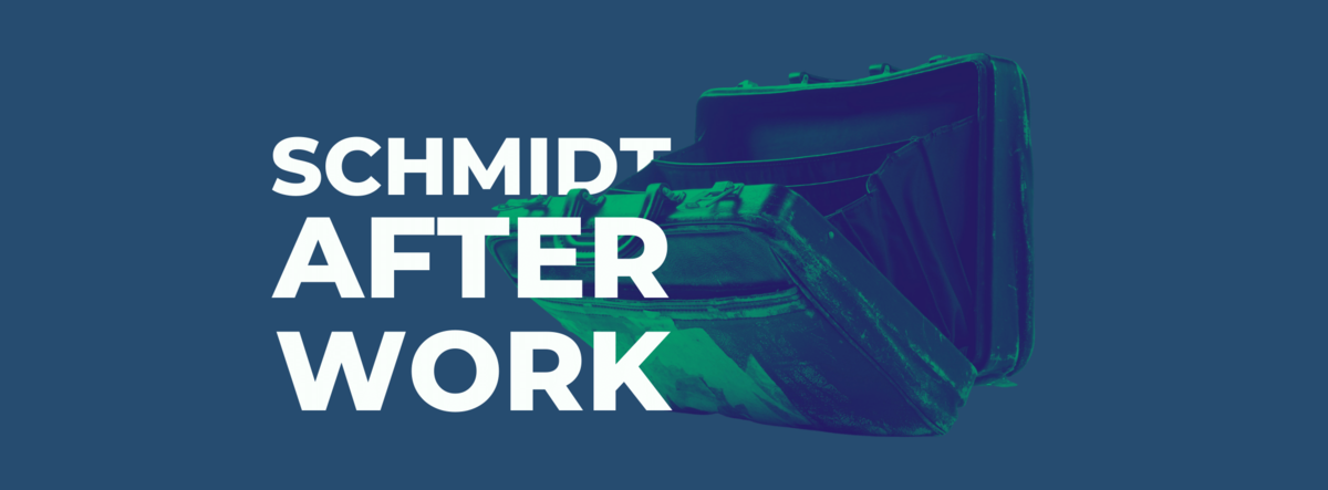 Grafik zeigt Arbeitstasche und Schriftzug "Schmidt after work" 