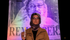 Hatice Cengiz vor Bild von Jamal Khashogg