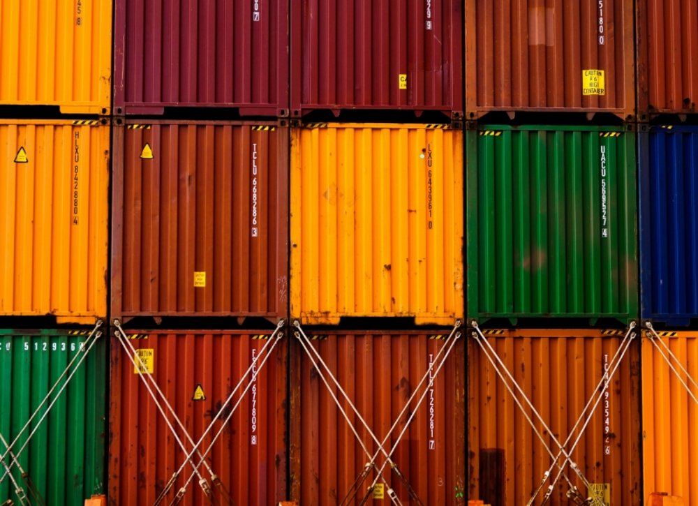 Containers stacked on top of each other 