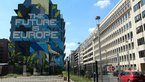 Building in street with large-scale graffiti "The Future is Europe"