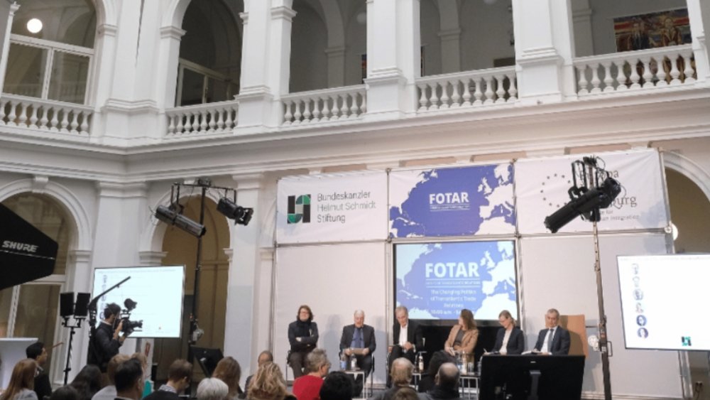 View of the FOTAR conference panel with Berend Diekmann, Adam S. Hersh, James Lewis, Tim Rühlig, Natalie Schnelle and Julia Friedlander