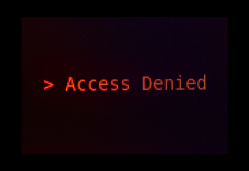 Letters in red Access Denied on black background
