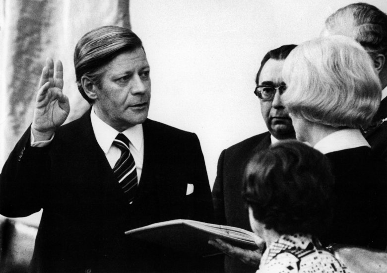 On 16 May 1974, Helmut Schmidt was sworn in as Chancellor of the Federal Republic of Germany by Annemarie Renger, President of the Bundestag, succeeding the outgoing Willy Brandt.