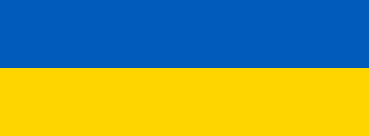 Grafik einer ukrainischen Flagge in den Farben Blau und Gelb.